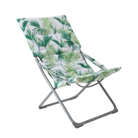 Scaun camping, pliant 20384L-OB LEAF7, structura metalica, alb + verde, 85.5 x 63 x 95 cm