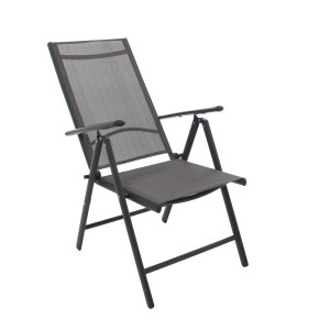 Scaun de gradina, terasa, pliant, D85116-AS, metal + textilen, gri inchis + negru