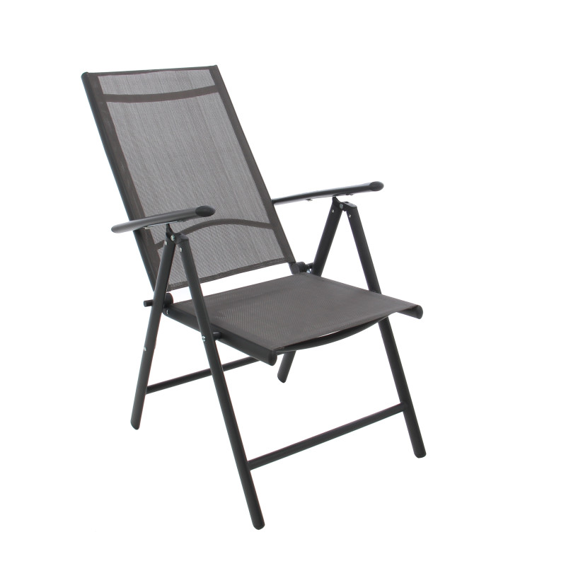 Scaun de gradina, terasa, pliant, D85116-AS, metal + textilen, gri inchis + negru