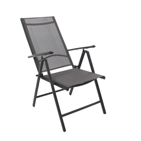 Scaun de gradina, terasa, pliant, D85116-AS, metal + textilen, gri inchis + negru