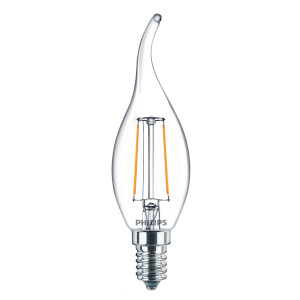 Bec LED filament Philips lumanare fantezie BA35 E14 2W 250lm lumina calda 2700 K