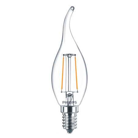Bec LED filament Philips lumanare fantezie BA35 E14 2W 250lm lumina calda 2700 K