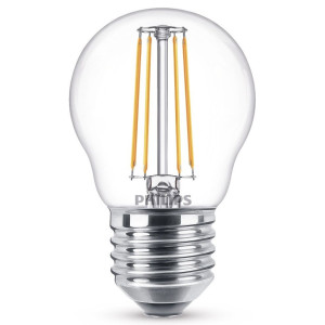 Bec LED filament Philips mini P45 E27 4.3W 470lm lumina calda 2700 K