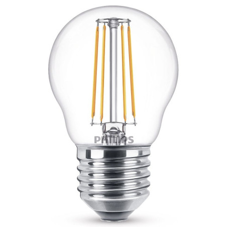Bec LED filament Philips mini P45 E27 4.3W 470lm lumina calda 2700 K