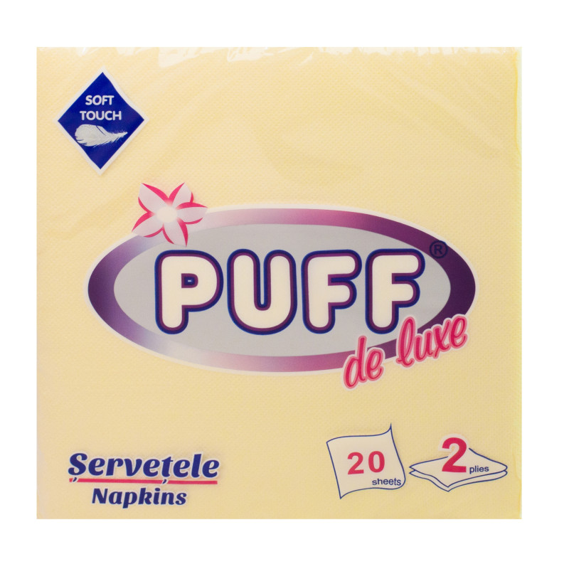 Servetele de masa Puff De Luxe, crem, 2 straturi, 38 x 38 cm, 20 buc / pachet