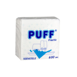 Servetele de masa Puff Practic, alb, 1 strat, 600 buc / pachet