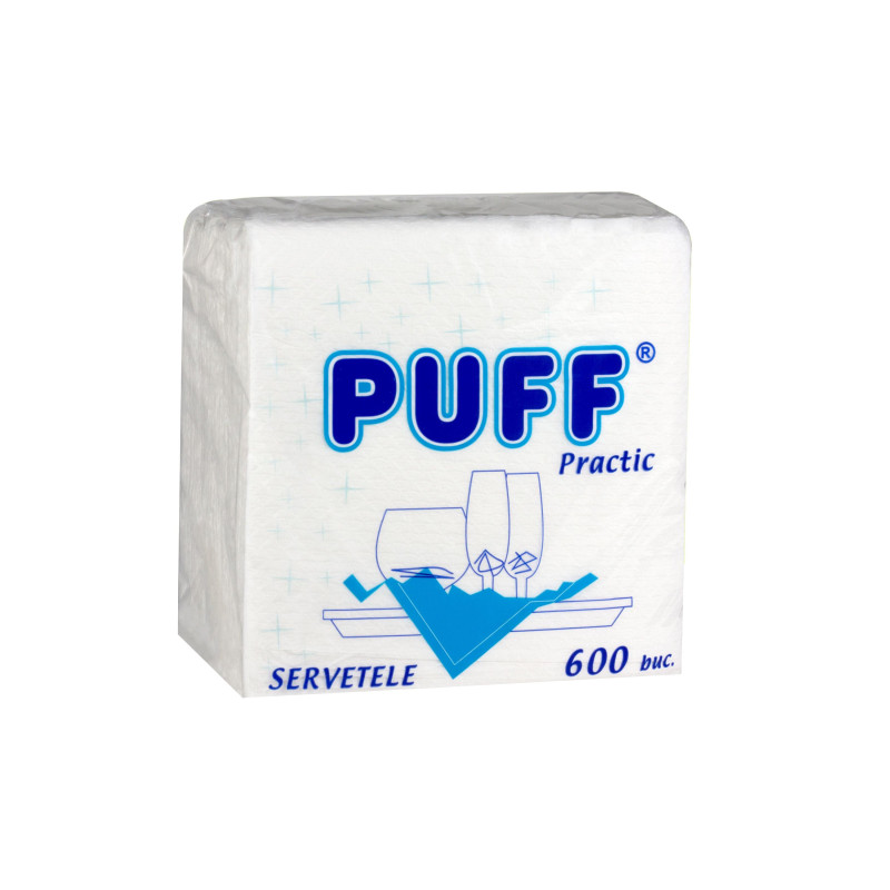 Servetele de masa Puff Practic, alb, 1 strat, 600 buc / pachet