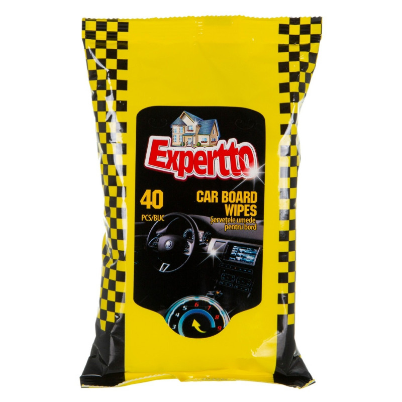 Servetele umede auto, Expertto, pentru suprafete din plastic si bord, 40 bucati