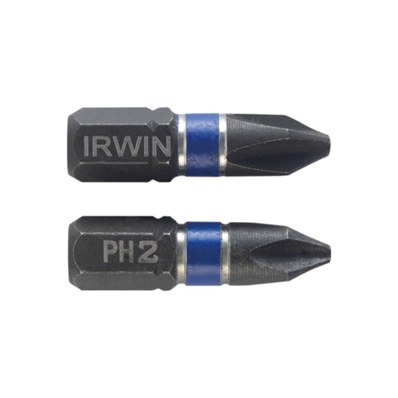 Set 2 biti de impact pentru insurubare, Irwin 1923289, profil Phillips, PH 2, 25 mm