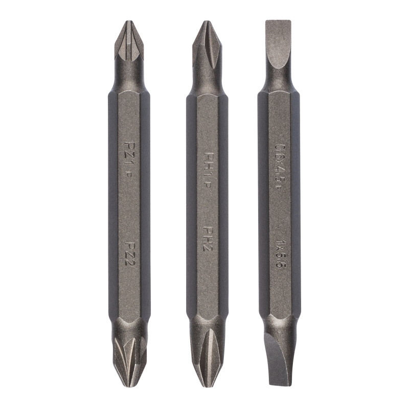 Set 3 biti dubli pentru insurubare, Bosch, profil Phillips / Pozidriv / drept, 60 mm