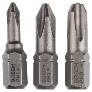 Set 3 biti pentru insurubare, Bosch, profil Phillips, 25 mm