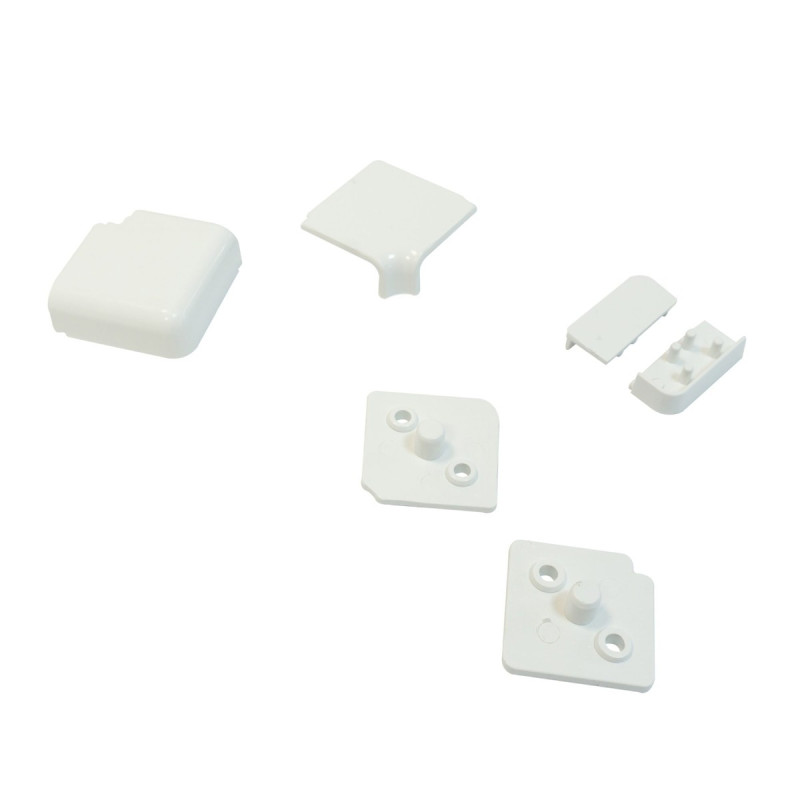 Set accesorii pentru plinta antistrop rectangulara, montaj orizontal, 10019, finisaj alb