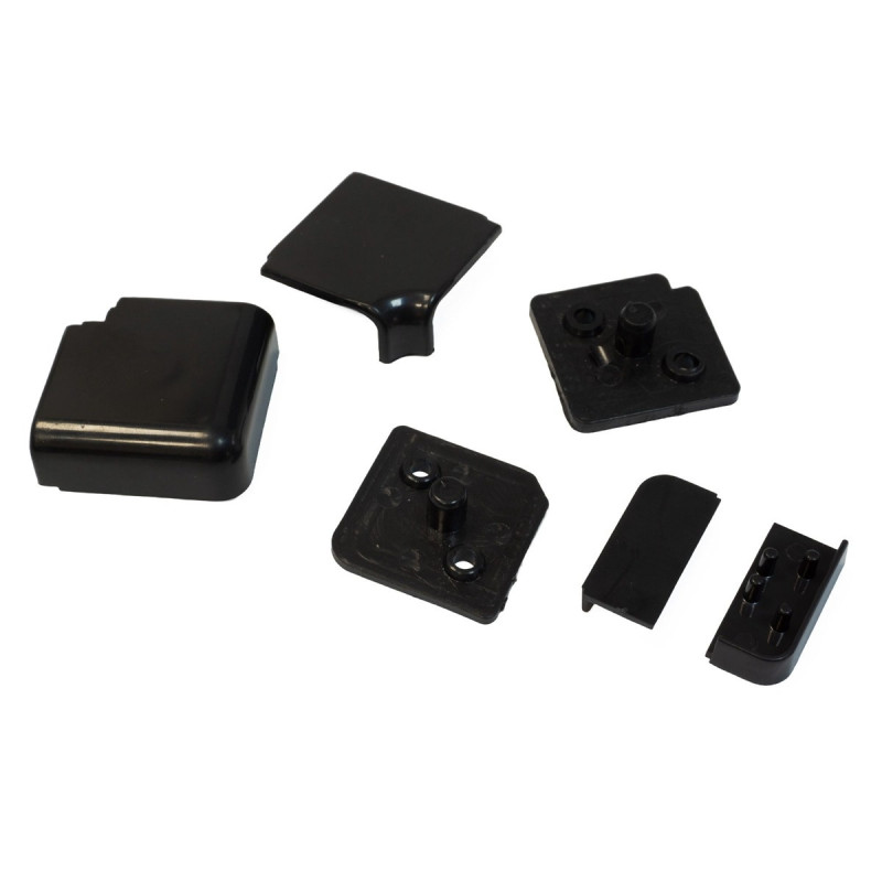 Set accesorii pentru plinta antistrop rectangulara, montaj orizontal, 16963, finisaj negru