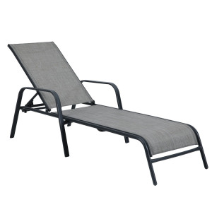 Sezlong plaja, Grandio Mob Samara, spatar reglabil, structura otel, gri, 193.5 x 66.5 x 29.5 / 96 cm
