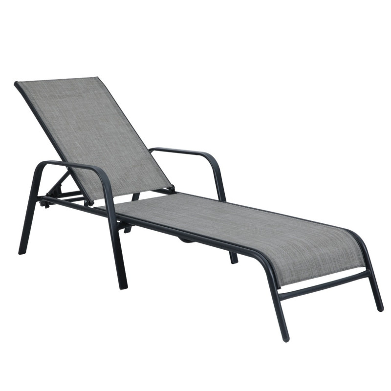 Sezlong plaja, Grandio Mob Samara, spatar reglabil, structura otel, gri, 193.5 x 66.5 x 29.5 / 96 cm