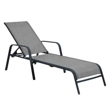 Sezlong plaja, Grandio Mob Samara, spatar reglabil, structura otel, gri, 193.5 x 66.5 x 29.5 / 96 cm