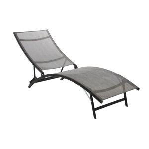 Sezlong plaja, spatar reglabil, structura metal, gri, 176 x 54.5 x 35/96 cm
