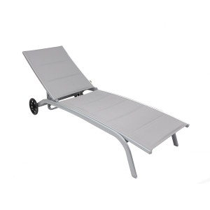 Sezlong plaja, Tavira, spatar reglabil, structura metal, gri, 193 x 61 x 30 / 92.5 cm
