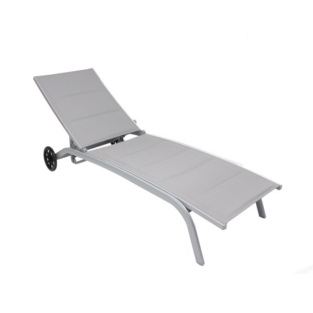Sezlong plaja, Tavira, spatar reglabil, structura metal, gri, 193 x 61 x 30 / 92.5 cm