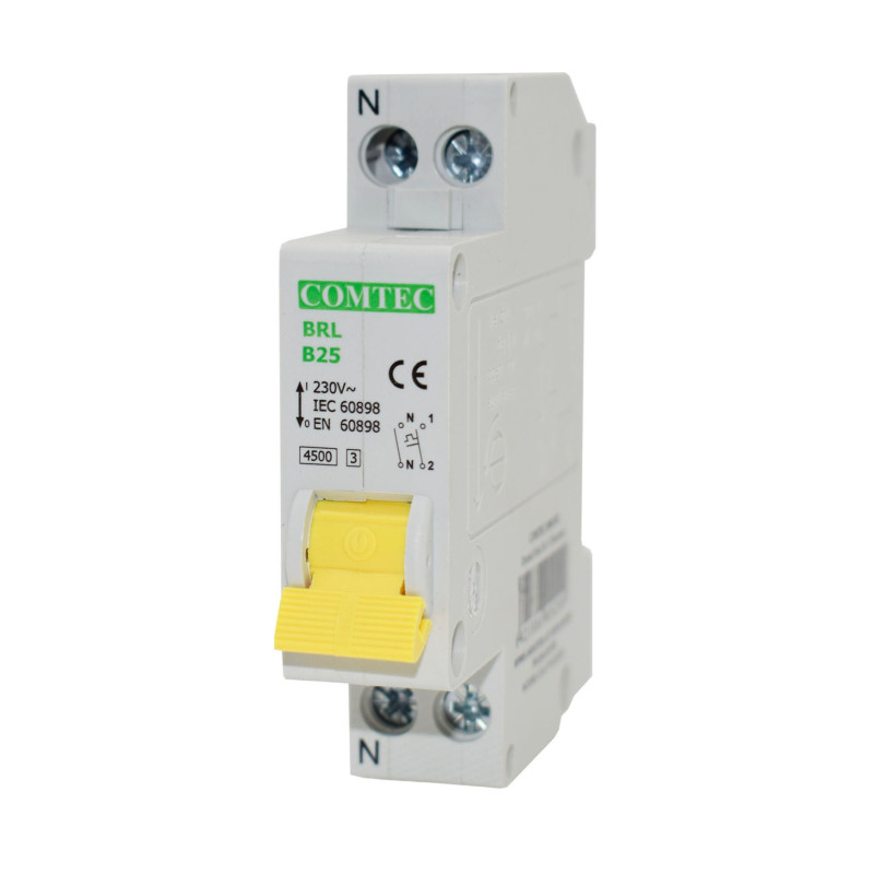 Siguranta automata modulara Comtec BRL 16818, 1P+N, 25 A, curba B