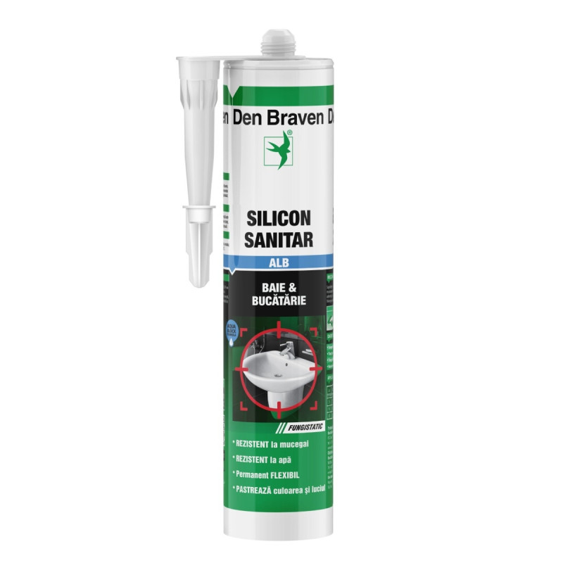 Silicon sanitar, alb, Den Braven, interior, 280 ml