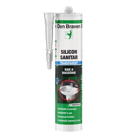 Silicon sanitar, transparent, Den Braven, interior, 280 ml