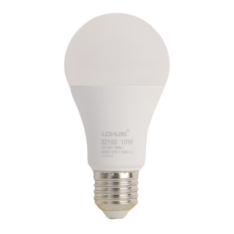 Bec LED Lohuis clasic A60 E27 10W 1000lm lumina rece 6500 K, 12V - 42V