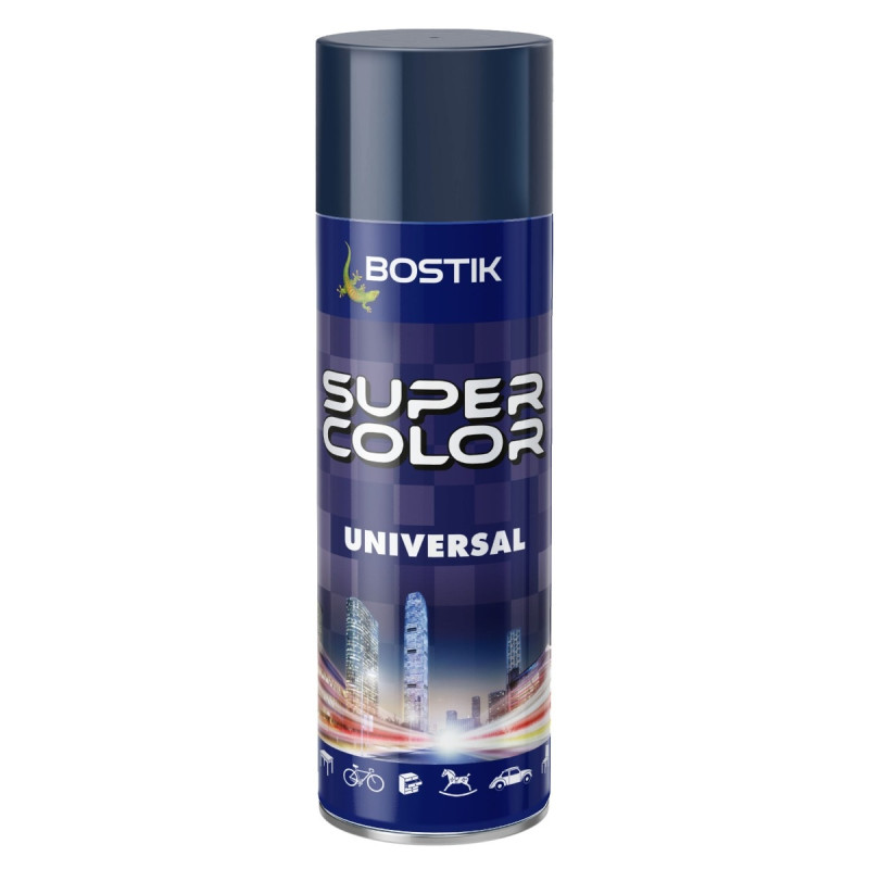 Spray vopsea acrilica Bostik Super Color Universal, interior / exterior, gri antracit RAL7016, 400 ml
