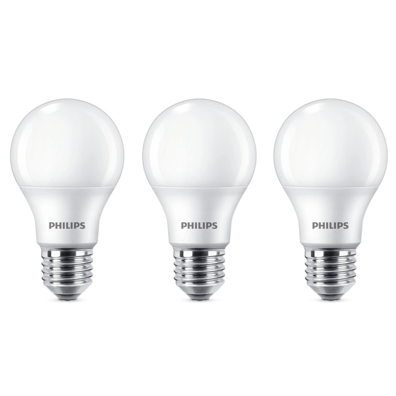 Bec LED Philips clasic A60M E27 8W 806lm lumina neutra 4000 K - 3 buc