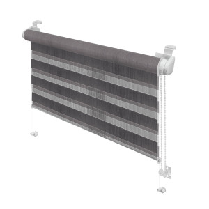 Stor Gardinia, Mini Zebra, poliester, gri, zi - noapte, dimensiuni material 61.5 x 150 cm