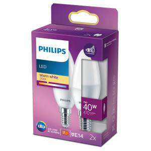 Bec LED Philips lumanare B39 E14 5W 470lm lumina calda 2700 K - 2 buc