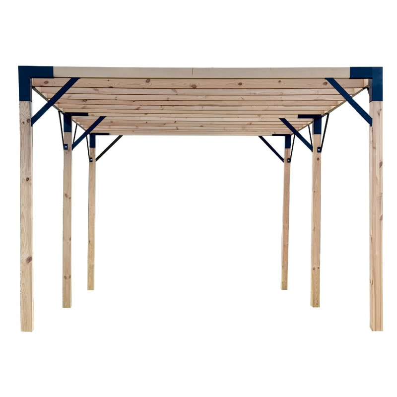 Structura carport auto, 1 loc, structura din lemn, 530 x 270 x 220 cm, maro