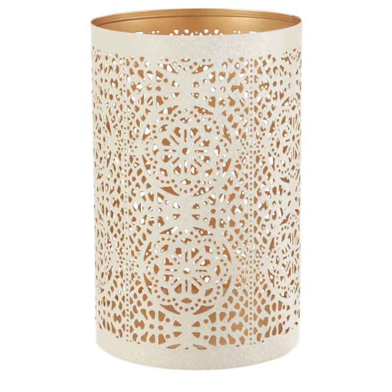Suport lumanare, CII-16636-B, metal, ivoriu + auriu, 19 cm