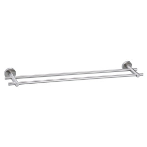 Suport prosop baie tesa Moon 40307, tip bara, cu doua brate, autoadeziv, metal, 64 x 11.5 x 4.9 cm