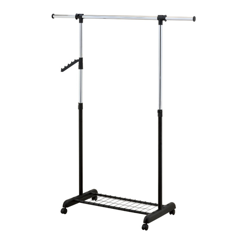 Suport / stander haine HG30D cu bara umerase si polita, metal + plastic, 99.5 / 146.5 x 44 x 105.5 / 165 cm