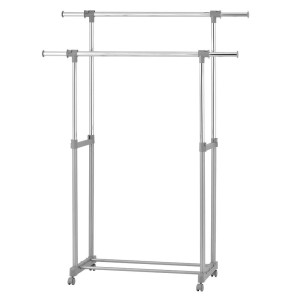 Suport / stander haine HG60CB cu doua bare umerase, metal + plastic, 90 / 139 x 42.5 x 95.5 / 169 cm