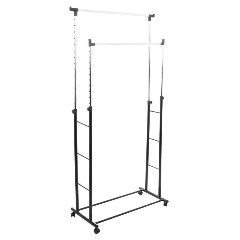 Suport / stander haine ST25168 cu doua bare umerase, metal, 91.5 x 44 x 113 / 200 cm