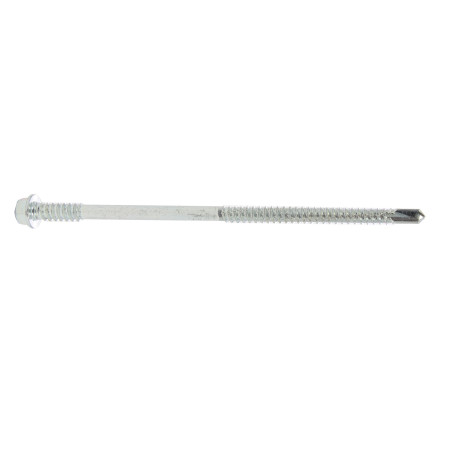 Surub autoforant, pentru panouri, cu cap hexagonal, din otel, zincat alb, SW8, 6.3/5.5 x 120 mm