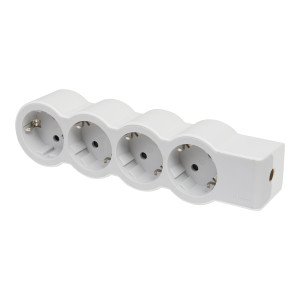 Bloc Legrand 694575, 4 prize, 3680 W, contact de protectie, protectie copii, alb + gri