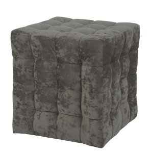 Taburet Bump, fix, patrat, stofa E30, gri, 38 x 38 x 41 cm
