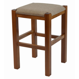 Taburet Chriss fix, patrat, stofa maro + lemn nuc, 30 x 30 x 45 cm