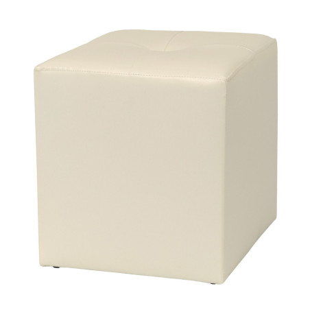 Taburet Cool, fix, patrat, imitatie piele, crem, 35 x 35 x 36 cm