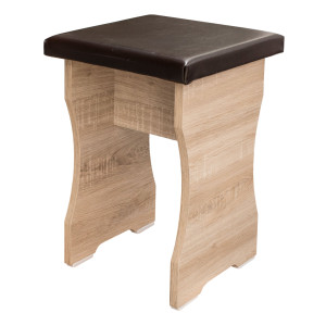 Taburet Pluto fix, patrat, imitatie piele wenge + PAL sonoma, 30 x 30 x 45 cm
