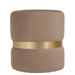 Taburet Ring, fix, rotund, material textil, gri maroniu + auriu, 38 x 38 x 40 cm