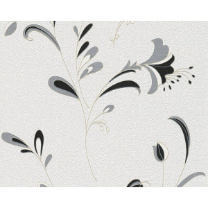 Tapet hartie, model floral, AS Creation Black & White 106742, 10 x 0.53 m