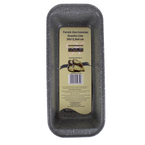 Tava de copt Granite Line, aluminiu presat, dreptunghiulara, gri, 30 x 12.8 x 6 cm
