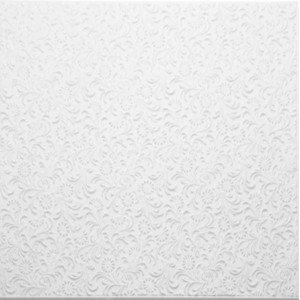 Tavan fals decorativ, polistiren expandat, T107, modern, alb, 50 x 50 x 1 cm