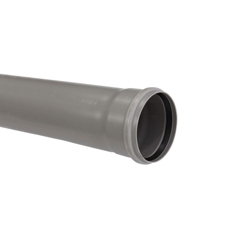 Teava PVC-U pentru scurgere canalizare interioara, cu inel, 110 x 2 mm, 4 m, gri