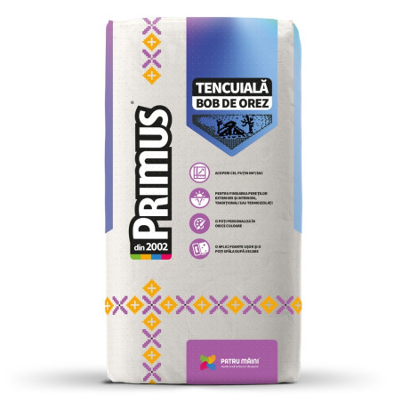 Tencuiala decorativa minerala, Primus bob de orez, interior / exterior, 25 kg