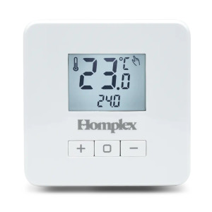 Termostat de ambient pentru centrala, cu fir, Homplex Evo X, 2 x AA, 230 V, afisaj digital, IP42, alb